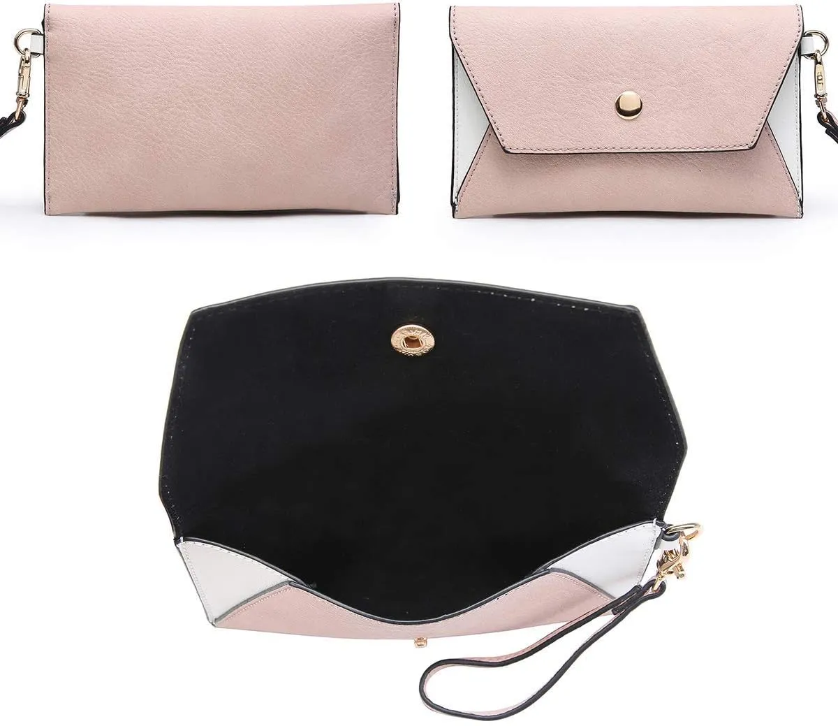 Dasein Women Two Tone Handbag Purse Top Handle Shoulder Bag Tote Hobo Work Bag w/Matching Clutch