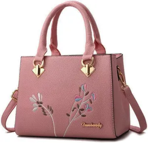 Dayfine Women Top Handle Purse Satchel Bag Faux Leather Handbag Embroidery Floral Bag Shoulder Bag Crossbody Bag Medium Tote