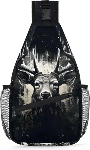 Deer Animals Cute Sling Bag for Women Men, Waterproof Crossbody Sling Backpack Travel Outdoor Sports Chest Bag