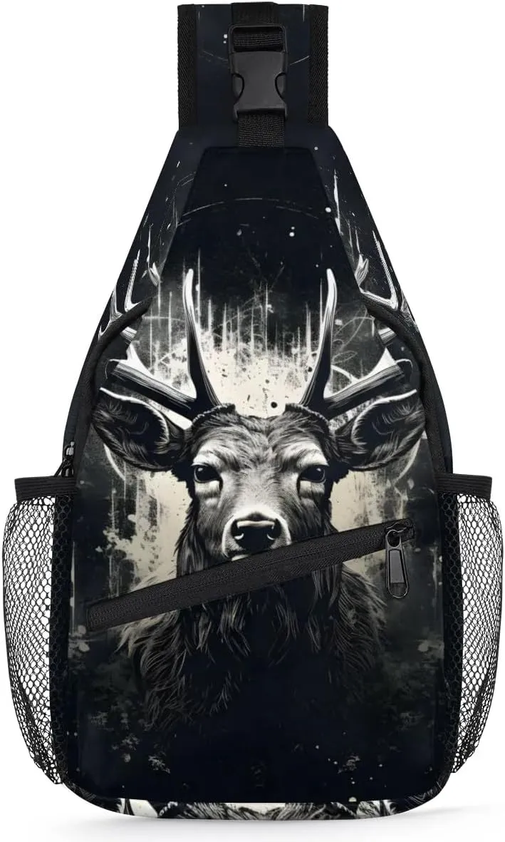 Deer Animals Cute Sling Bag for Women Men, Waterproof Crossbody Sling Backpack Travel Outdoor Sports Chest Bag