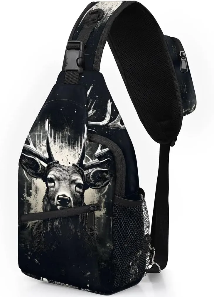 Deer Animals Cute Sling Bag for Women Men, Waterproof Crossbody Sling Backpack Travel Outdoor Sports Chest Bag