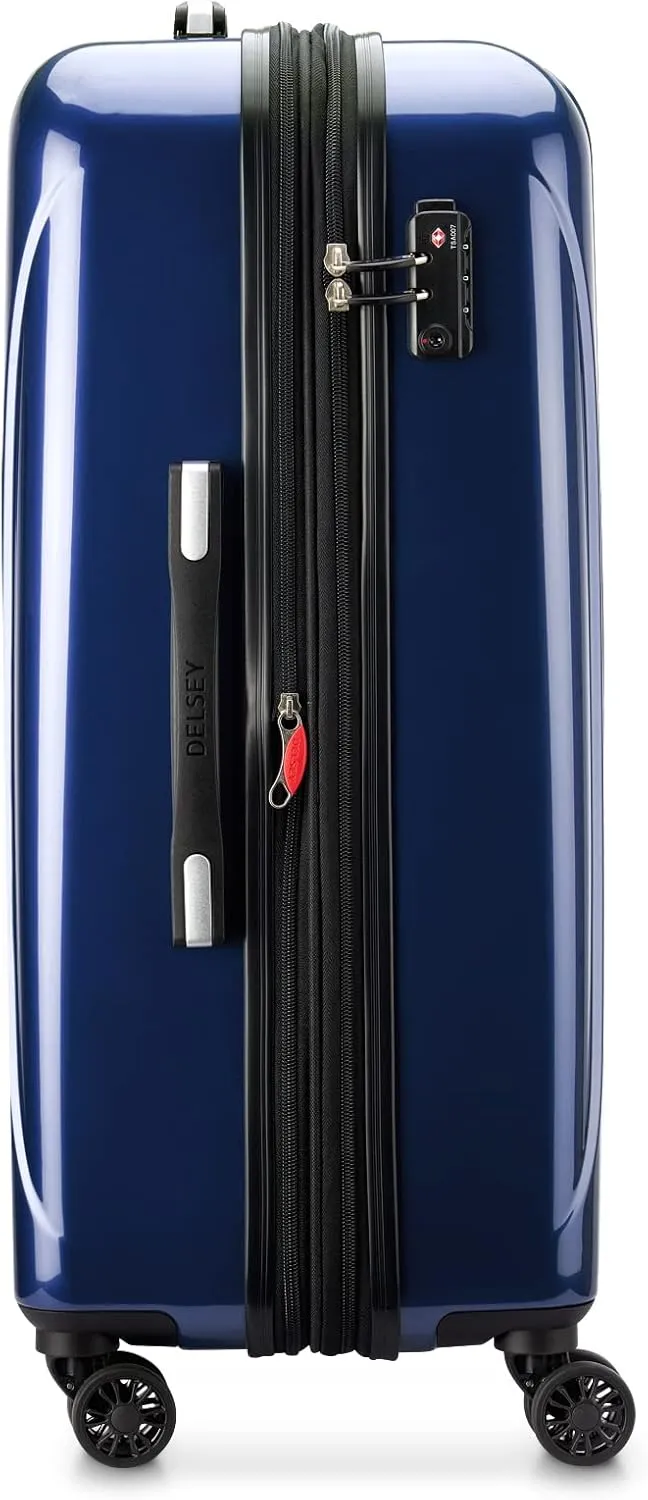 DELSEY PARIS Helium Aero Hardside Expandable Luggage with Spinner Wheels, Blue Cobalt, Checked-Medium 25 Inch