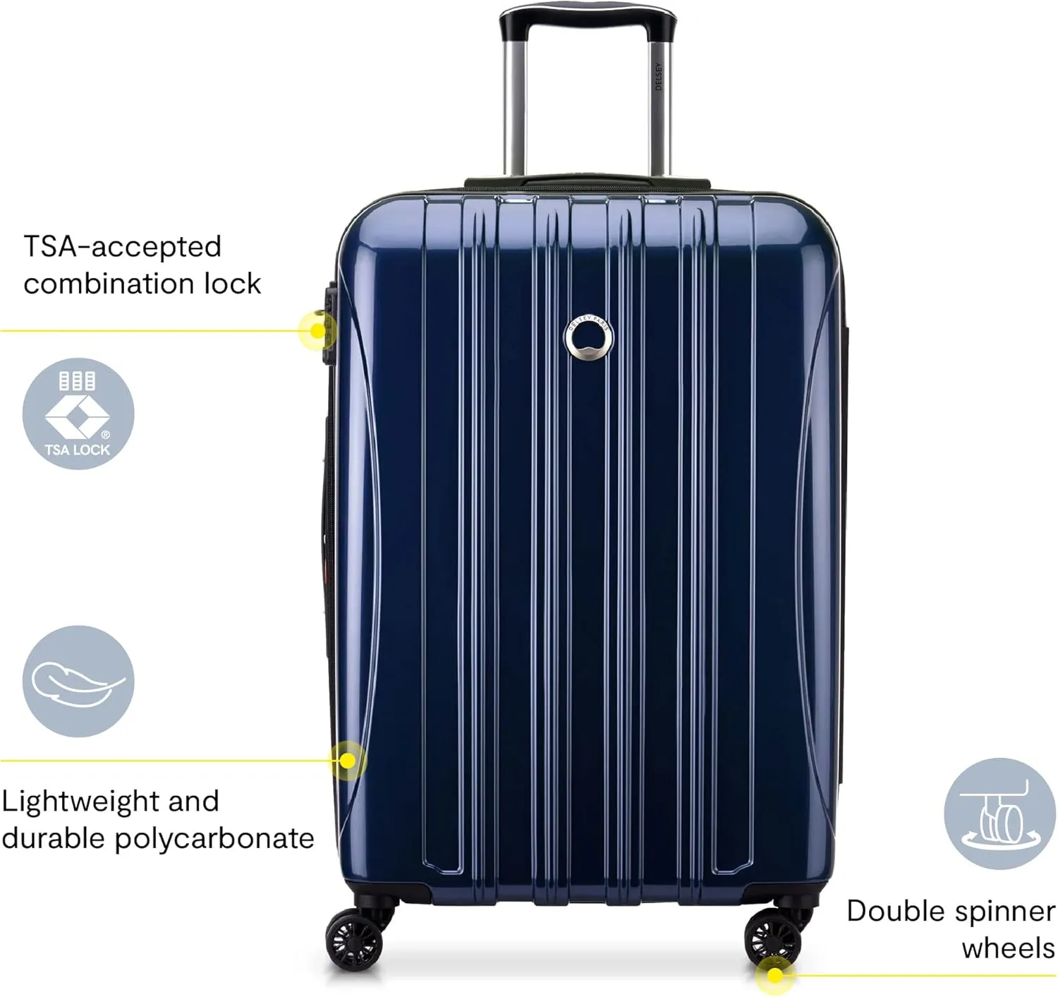 DELSEY PARIS Helium Aero Hardside Expandable Luggage with Spinner Wheels, Blue Cobalt, Checked-Medium 25 Inch