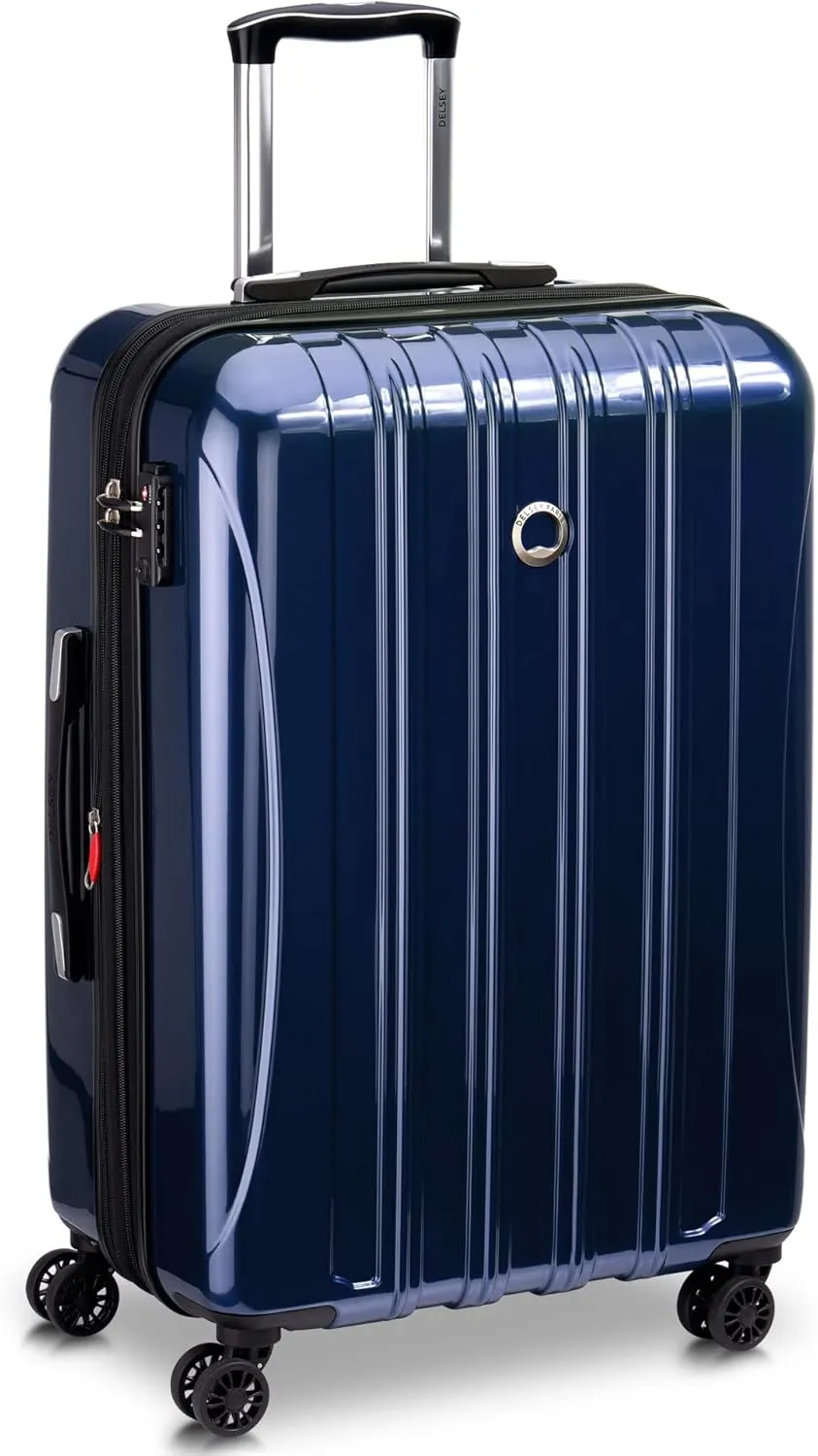 DELSEY PARIS Helium Aero Hardside Expandable Luggage with Spinner Wheels, Blue Cobalt, Checked-Medium 25 Inch