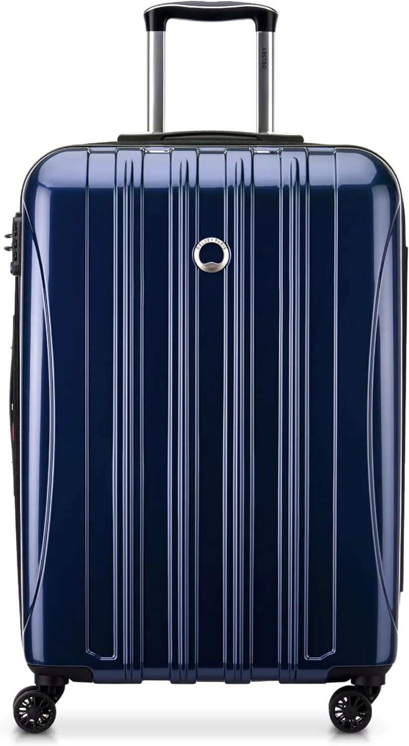 DELSEY PARIS Helium Aero Hardside Expandable Luggage with Spinner Wheels, Blue Cobalt, Checked-Medium 25 Inch