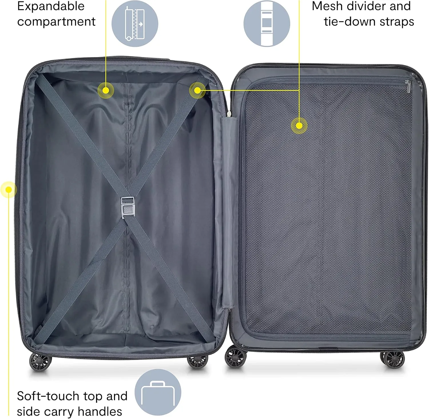 DELSEY PARIS Helium Aero Hardside Expandable Luggage with Spinner Wheels, Blue Cobalt, Checked-Medium 25 Inch