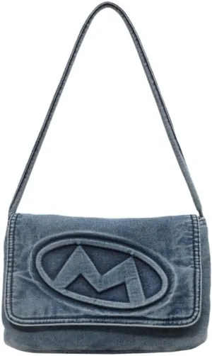 Denim Shoulder Bag Women Casual Tote Handbag Soft Blue Jean Bag (Blue)