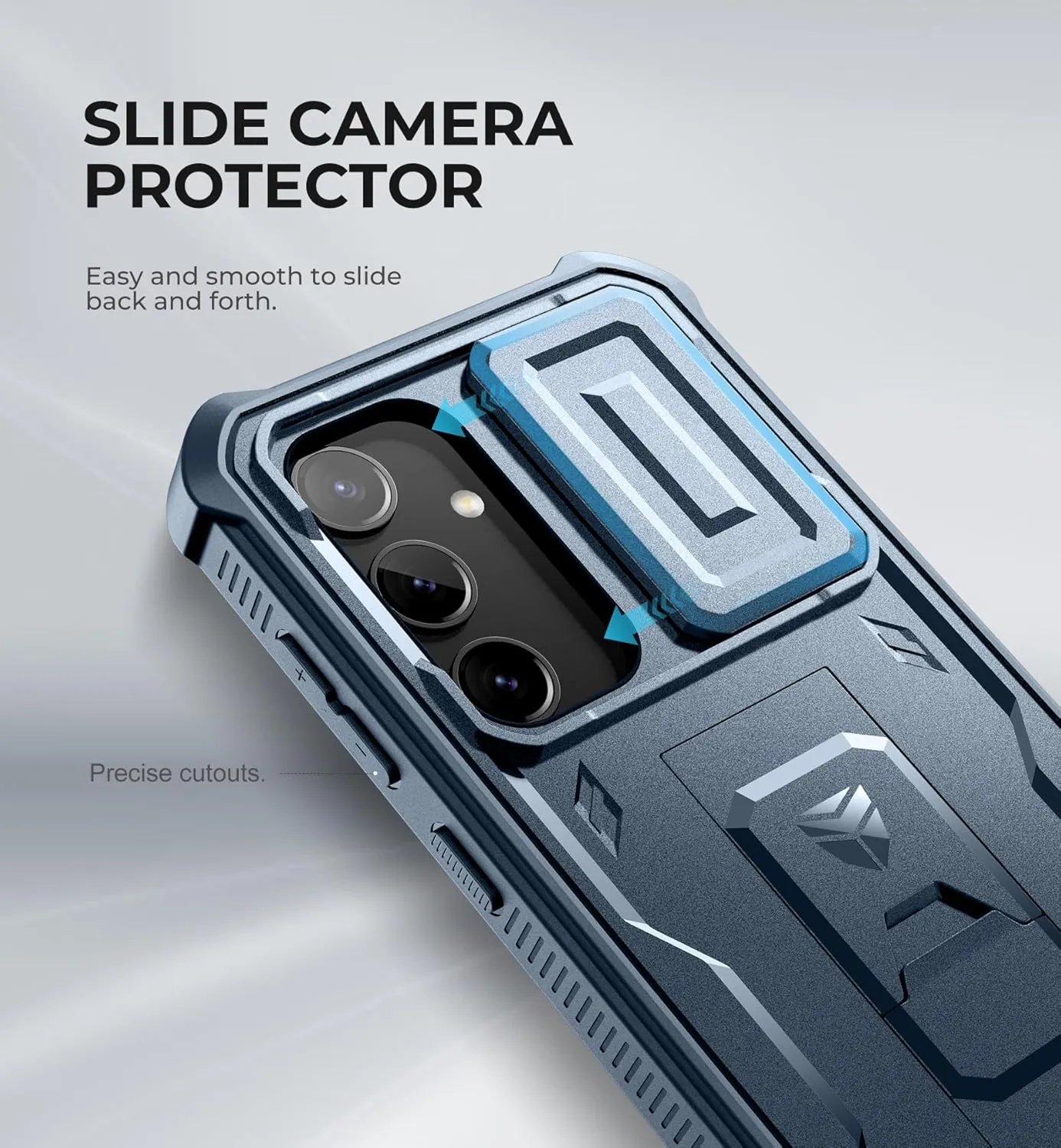 Dexnor for Samsung Galaxy S24 Case with Built-in Slide Camera Cover & Screen Protector & Kickstand, Heavy-Duty Shockproof Rugged Case Full-Body Bumper Protective Cover for Galaxy S24 (2024),Navy Blue