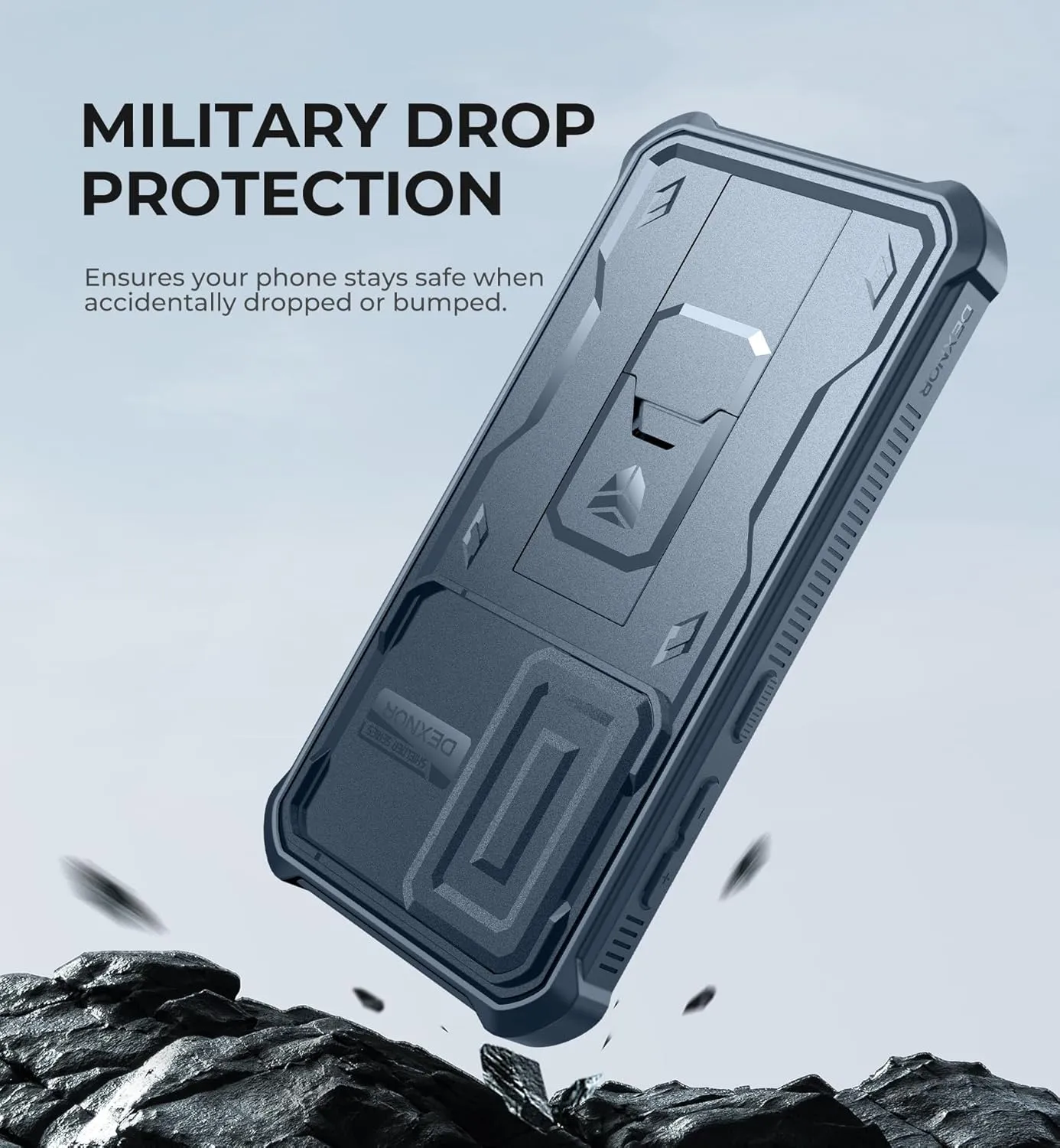 Dexnor for Samsung Galaxy S24 Case with Built-in Slide Camera Cover & Screen Protector & Kickstand, Heavy-Duty Shockproof Rugged Case Full-Body Bumper Protective Cover for Galaxy S24 (2024),Navy Blue