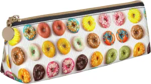 Different Flavors Of Doughnuts Print Pencil Case Small Makeup Pouch Easy Storage Bag Office And Travel For Women Men