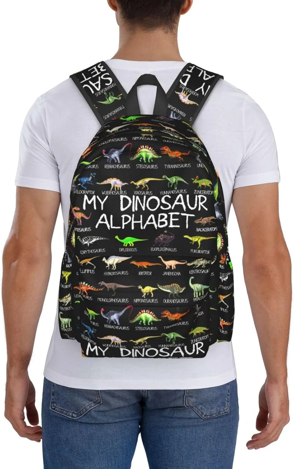 Dinosaur Alphabet Dino Abc Laptop Backpack Shoulder Bag Laptop Pack Travel Backpacks Commuter Back Pack Casual Daypack Bags With Side Pockets