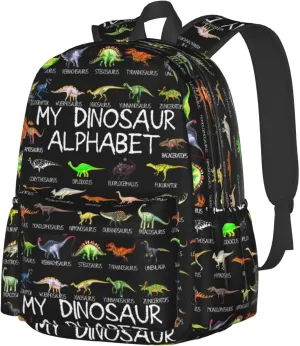 Dinosaur Alphabet Dino Abc Laptop Backpack Shoulder Bag Laptop Pack Travel Backpacks Commuter Back Pack Casual Daypack Bags With Side Pockets