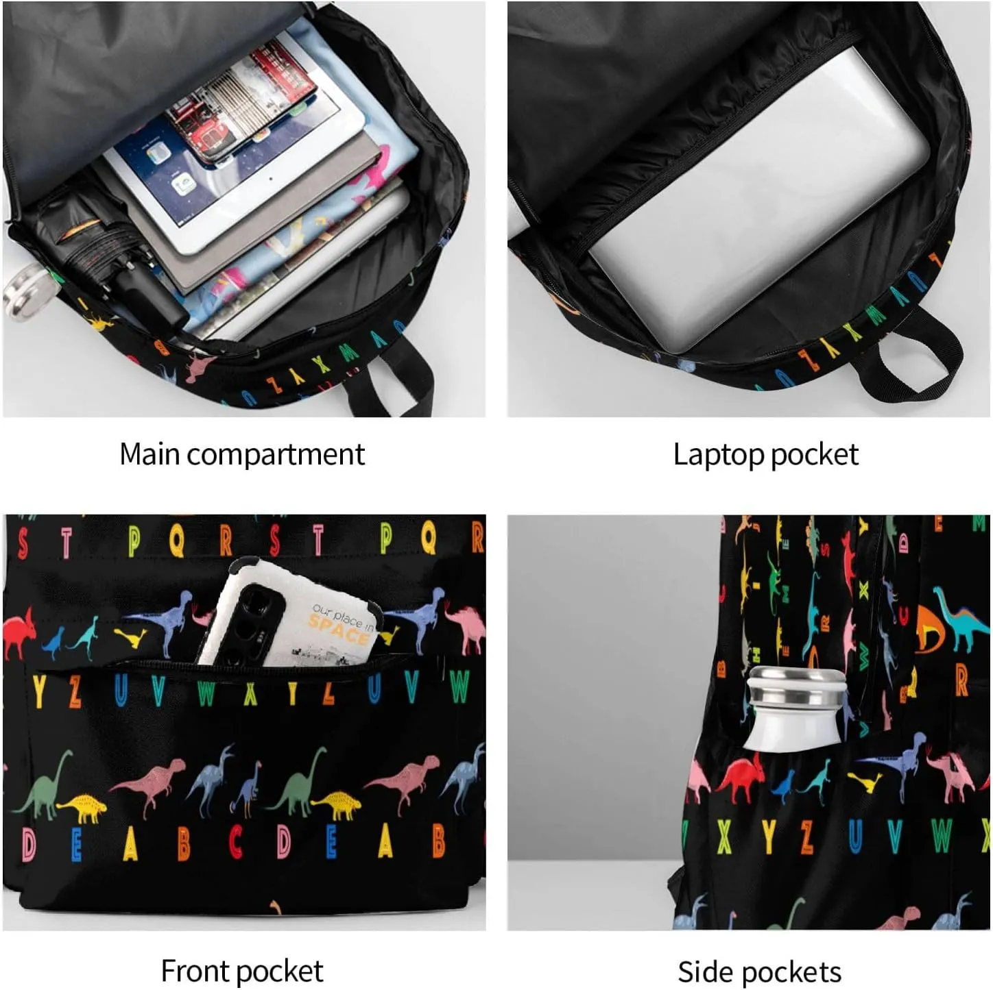 Dinosaur Elemeno Laptop Backpack Shoulder Bag Laptop Pack Travel Backpacks Commuter Back Pack Casual Daypack Bags With Side Pockets