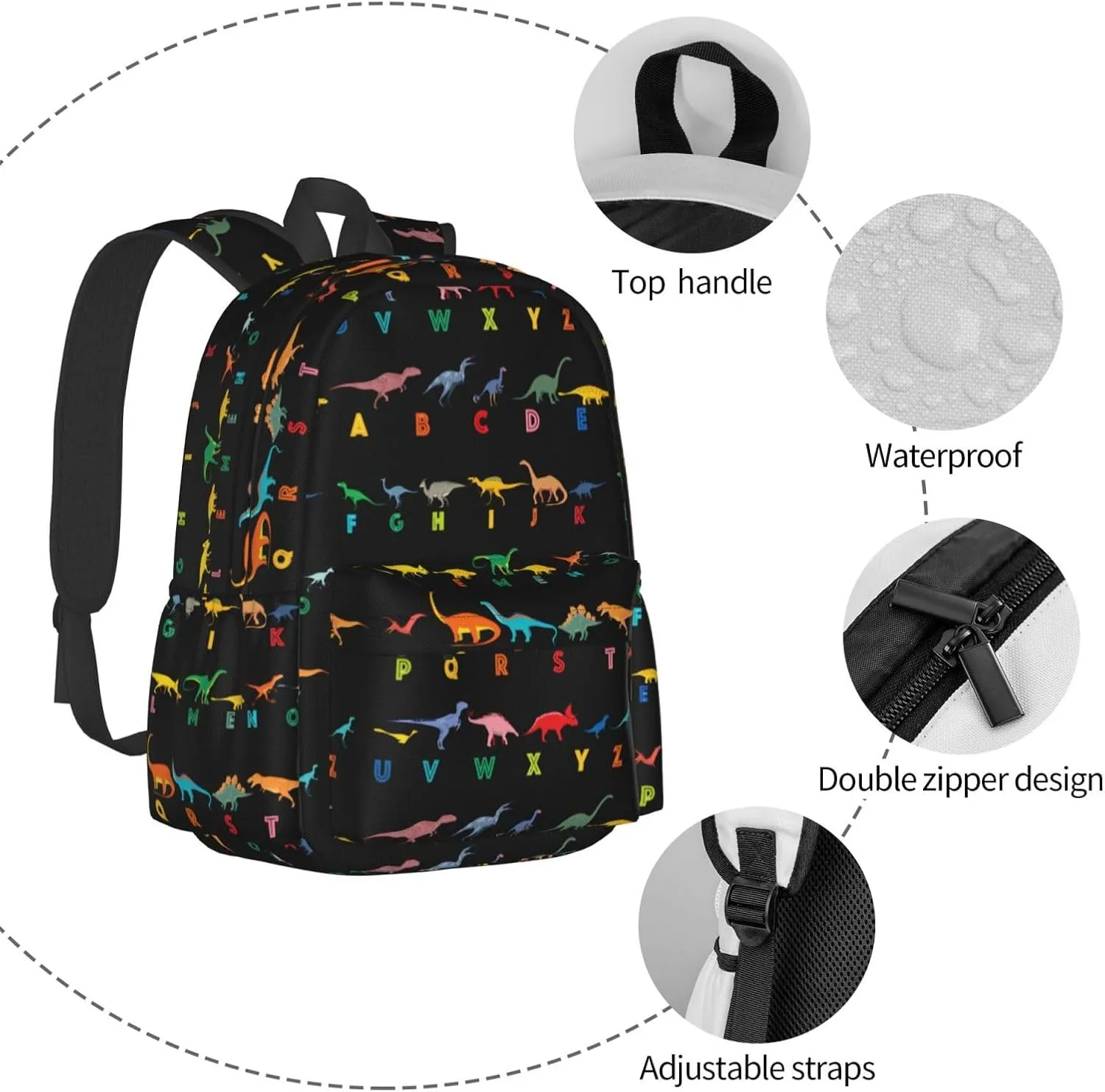 Dinosaur Elemeno Laptop Backpack Shoulder Bag Laptop Pack Travel Backpacks Commuter Back Pack Casual Daypack Bags With Side Pockets