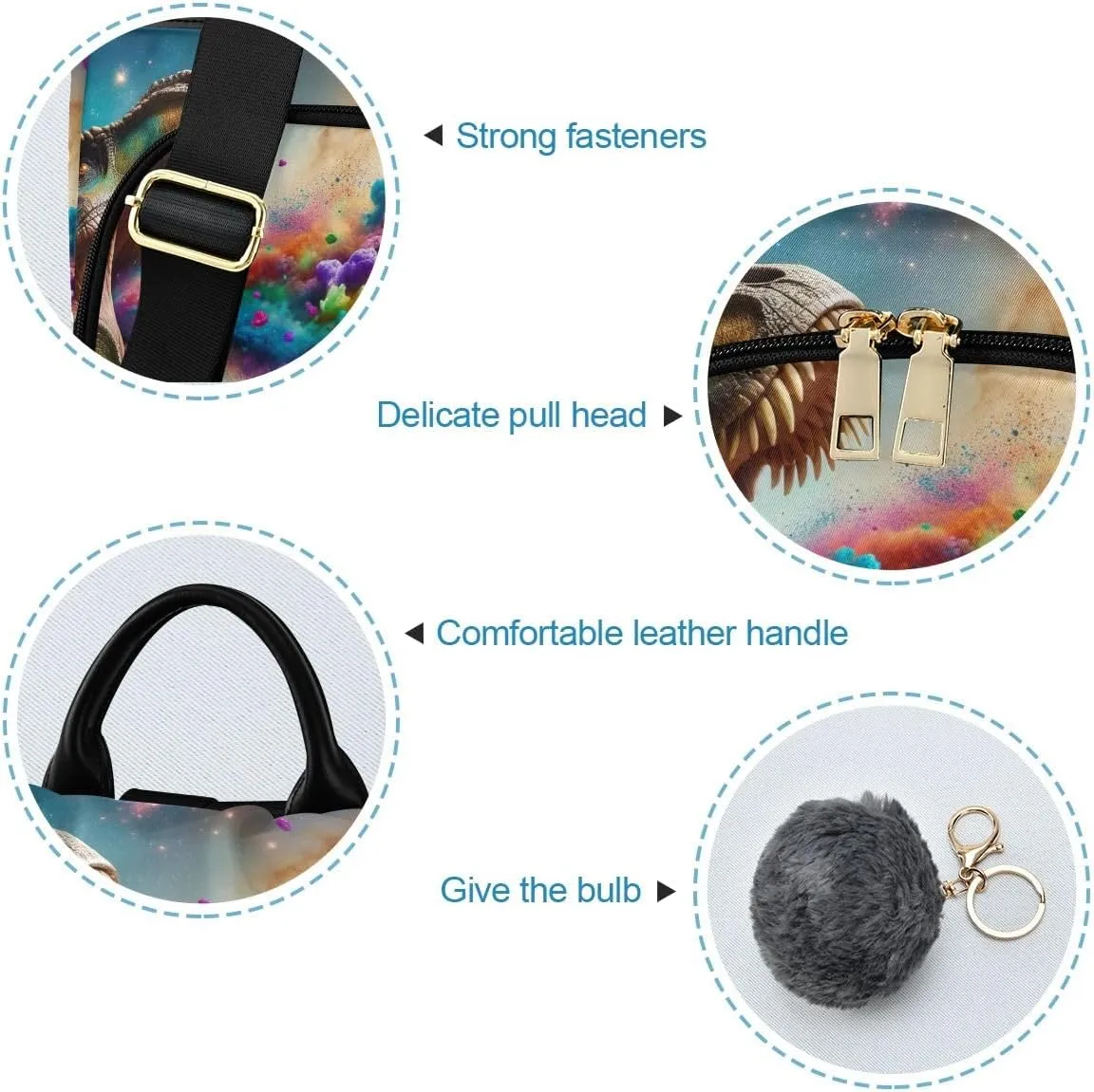 Dinosaur Spews Colored Smoke Backpack Purse for Women Rucksack Anti Theft Handbag with Pompom Travel Bag