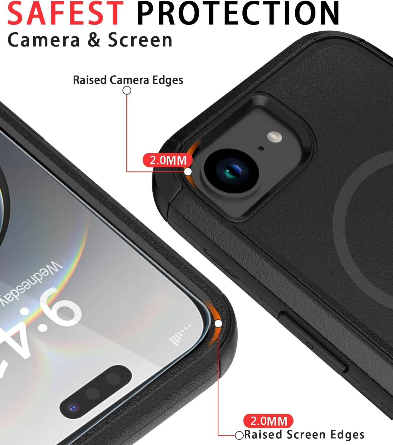 Diverbox for iPhone 16e Case [Compatible with MagSafe] [Shockproof] [Dropproof] [with Screen Protector ] Heavy Duty Protection Phone Case Cover for Apple iPhone 16e 2025 6.1 inch (Black)