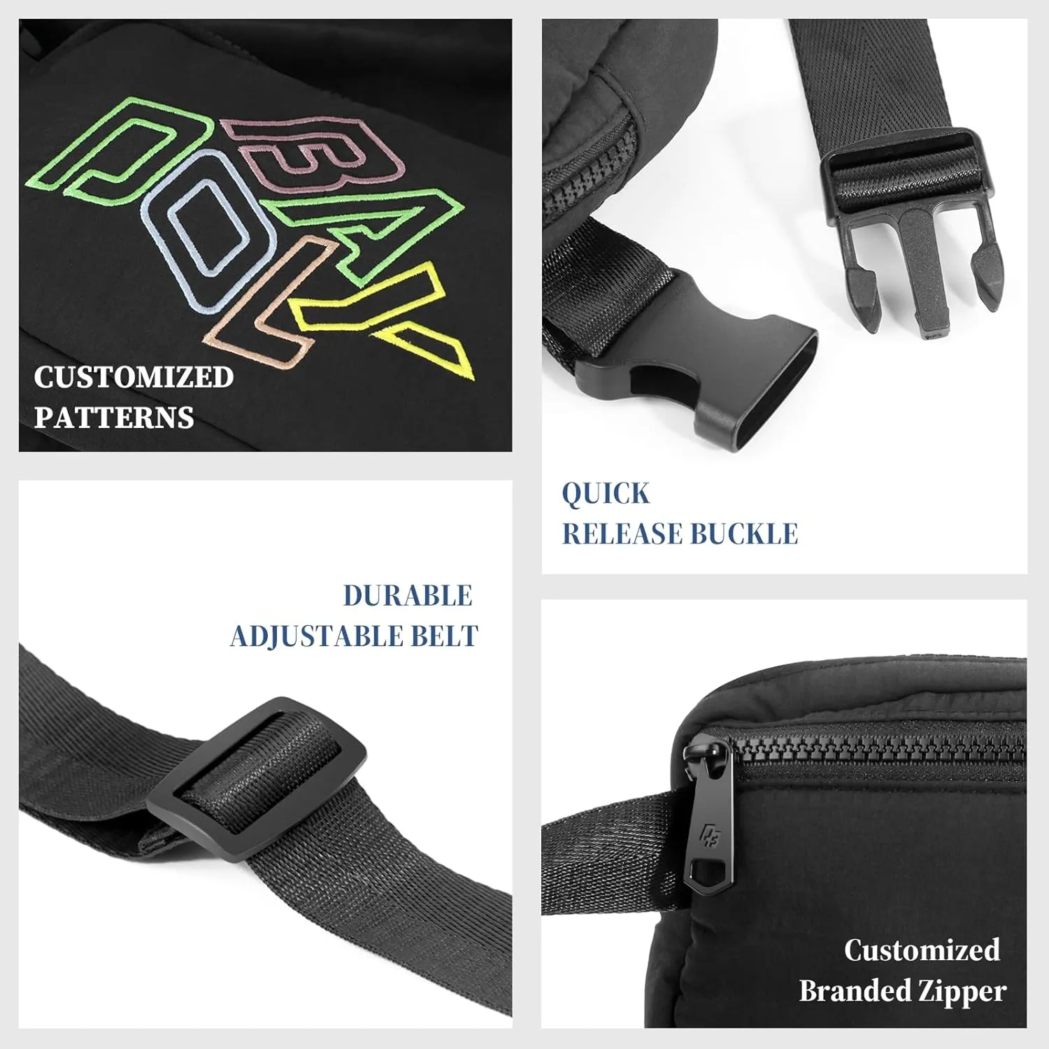 ‌DOBALY Fanny Pack for Woman & Man‌, Crossbody Bag with Lightweight Design, Adjustable Crossbody Waist Chest Strap ‌,1L Belt Bag for Gym, Hiking & Travel, Black