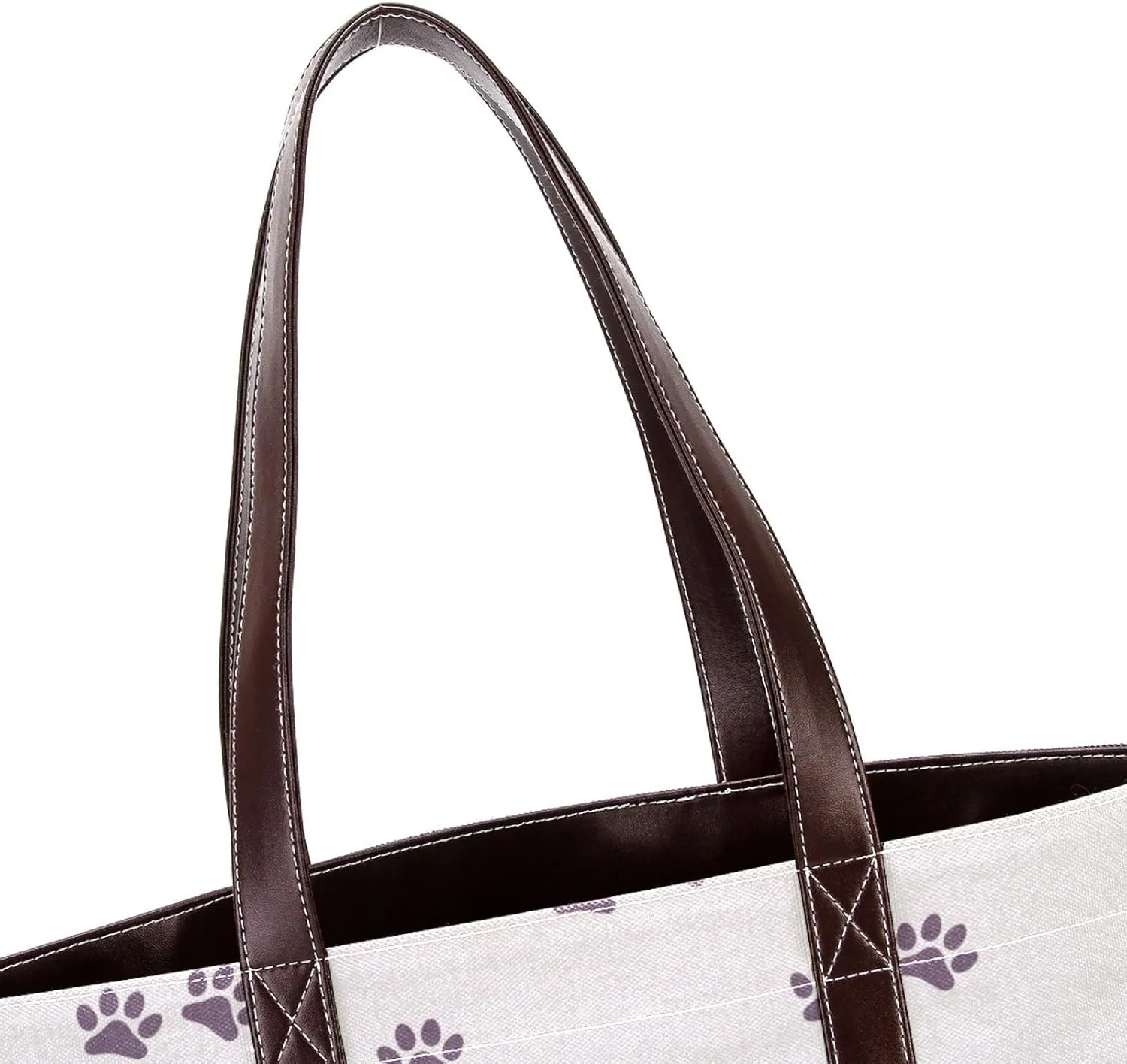 Dog Puppy Paw Fashion Leather Purse Bag for Women Top Handle Ladies Shoulder Bags with Pockets Zipper