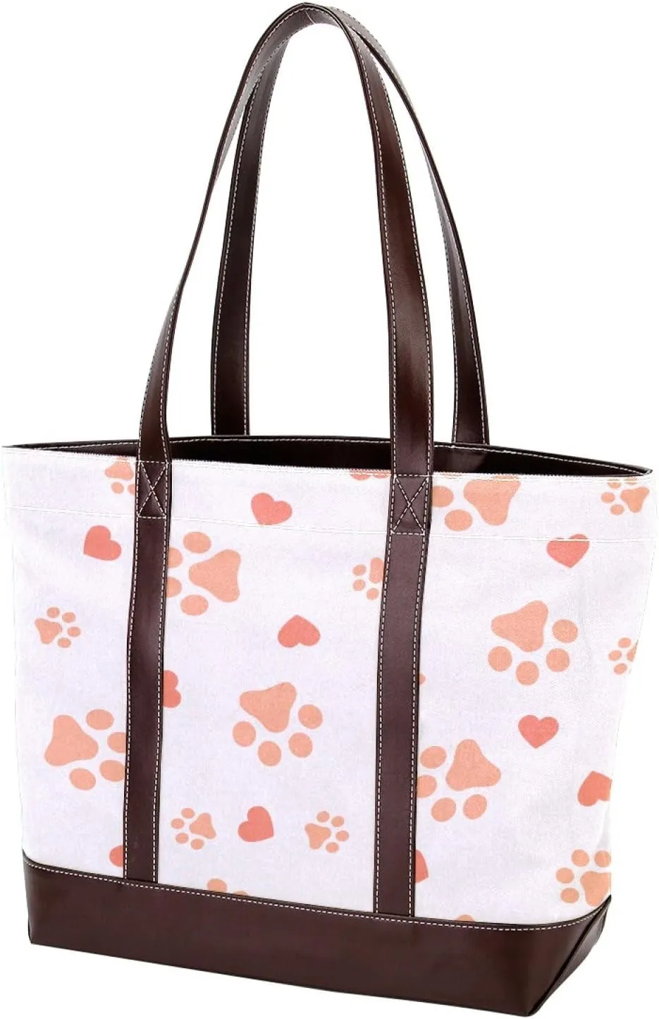Dog Puppy Paw Fashion Leather Purse Bag for Women Top Handle Ladies Shoulder Bags with Pockets Zipper