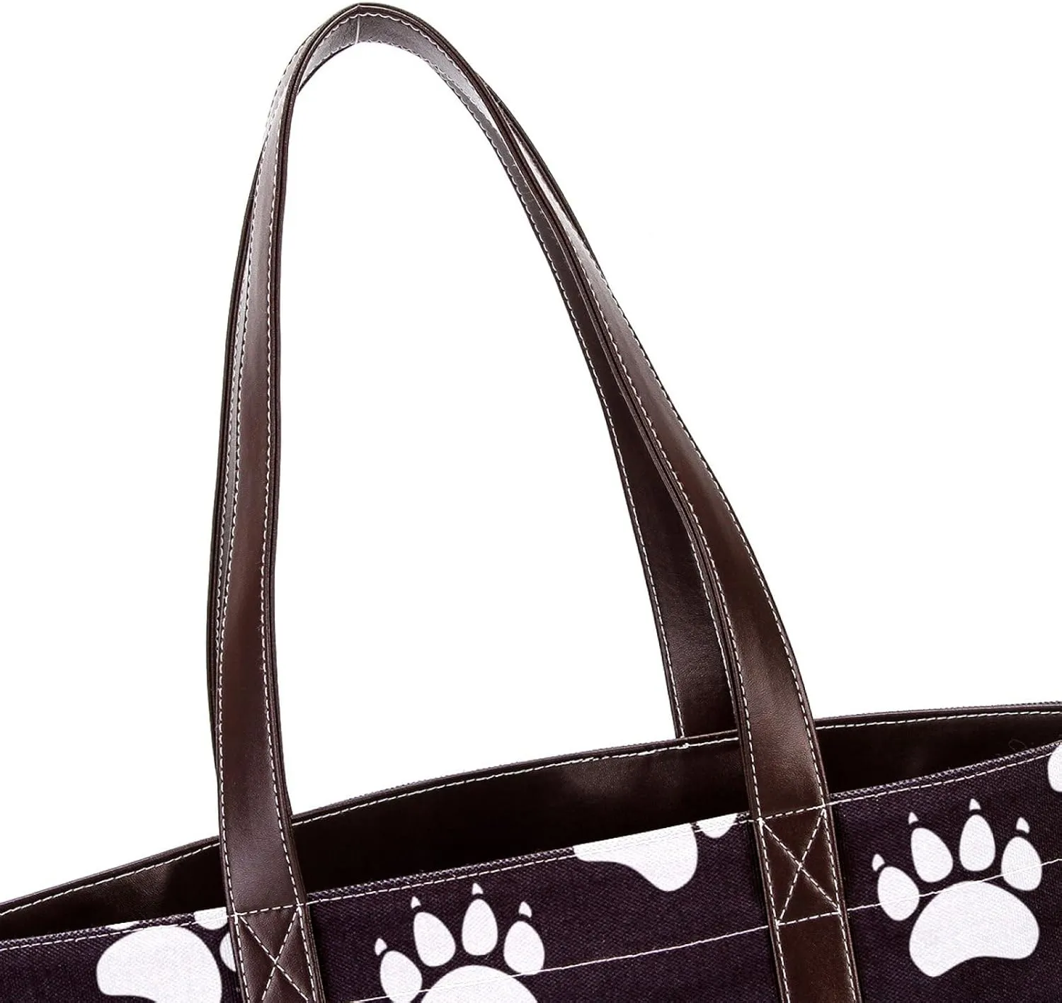 Dog Puppy Paw Fashion Leather Purse Bag for Women Top Handle Ladies Shoulder Bags with Pockets Zipper
