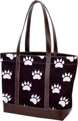 Dog Puppy Paw Fashion Leather Purse Bag for Women Top Handle Ladies Shoulder Bags with Pockets Zipper