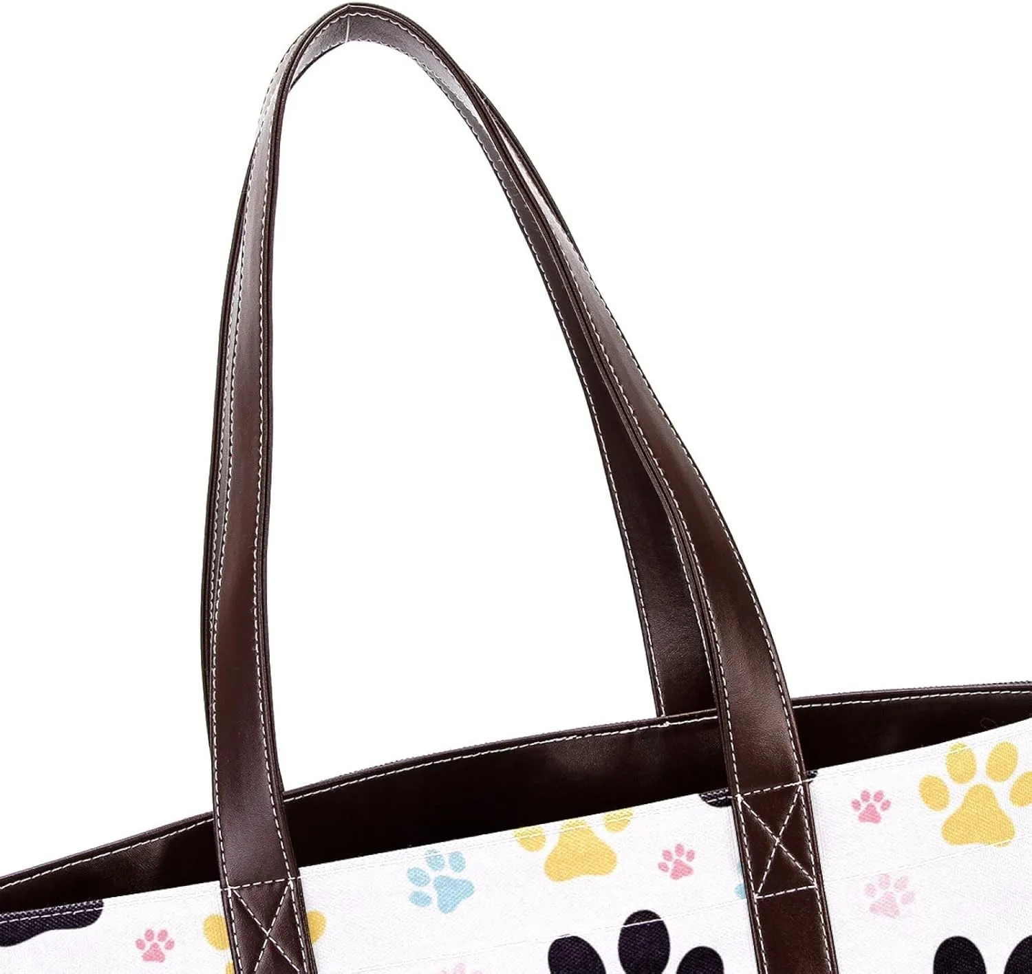 Dog Puppy Paw Fashion Leather Purse Bag for Women Top Handle Ladies Shoulder Bags with Pockets Zipper