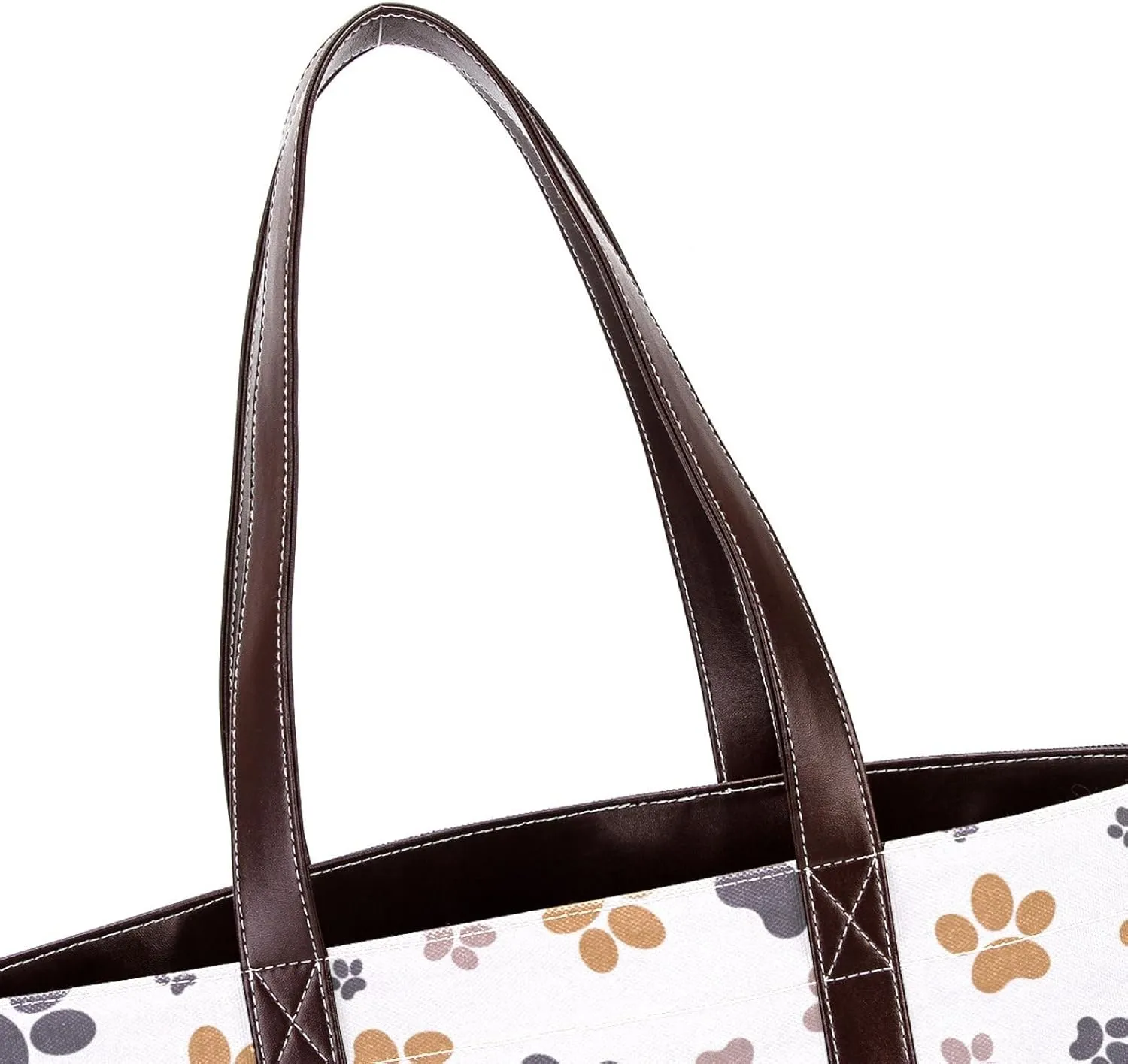 Dog Puppy Paw Fashion Leather Purse Bag for Women Top Handle Ladies Shoulder Bags with Pockets Zipper