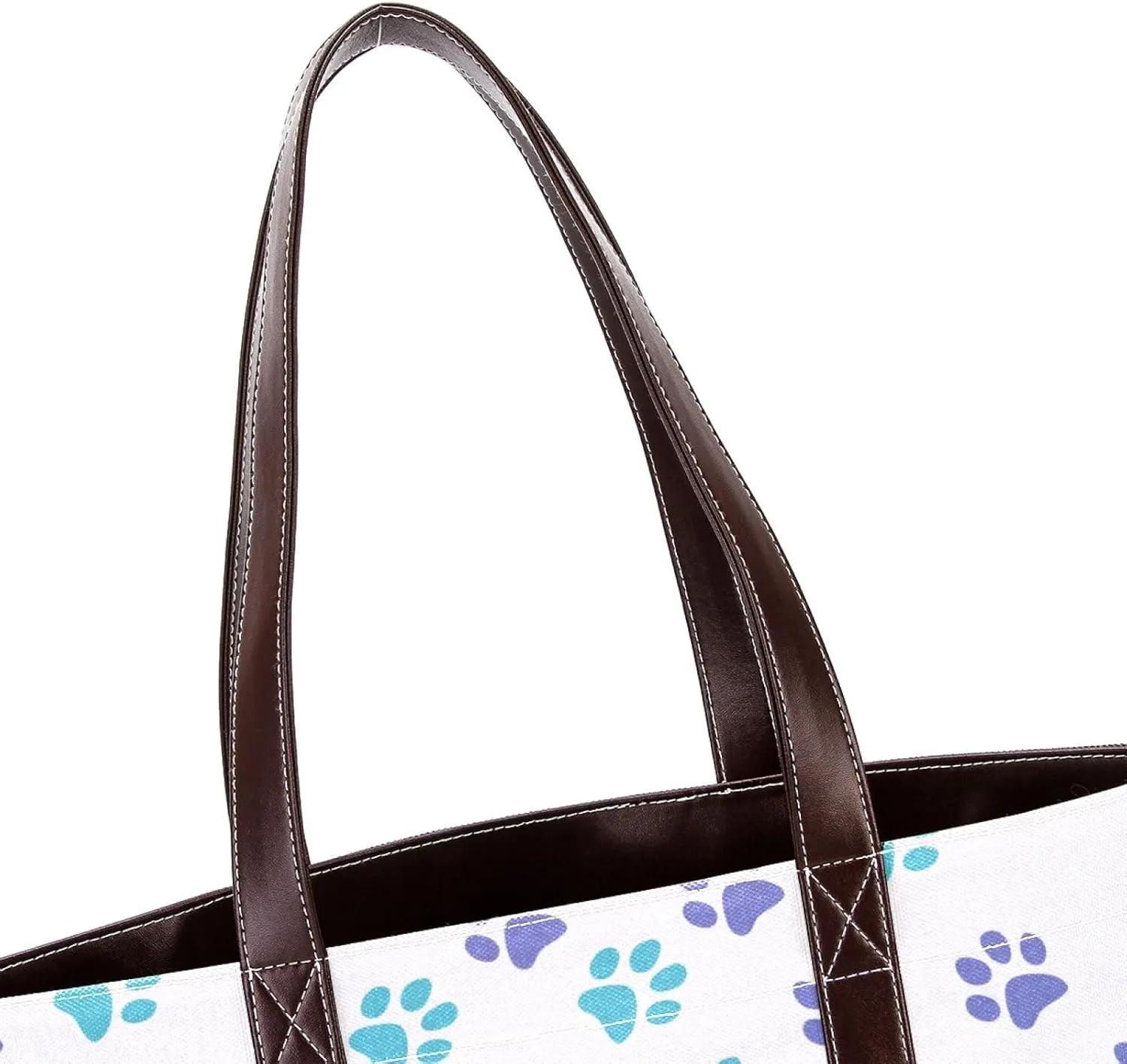 Dog Puppy Paw Fashion Leather Purse Bag for Women Top Handle Ladies Shoulder Bags with Pockets Zipper