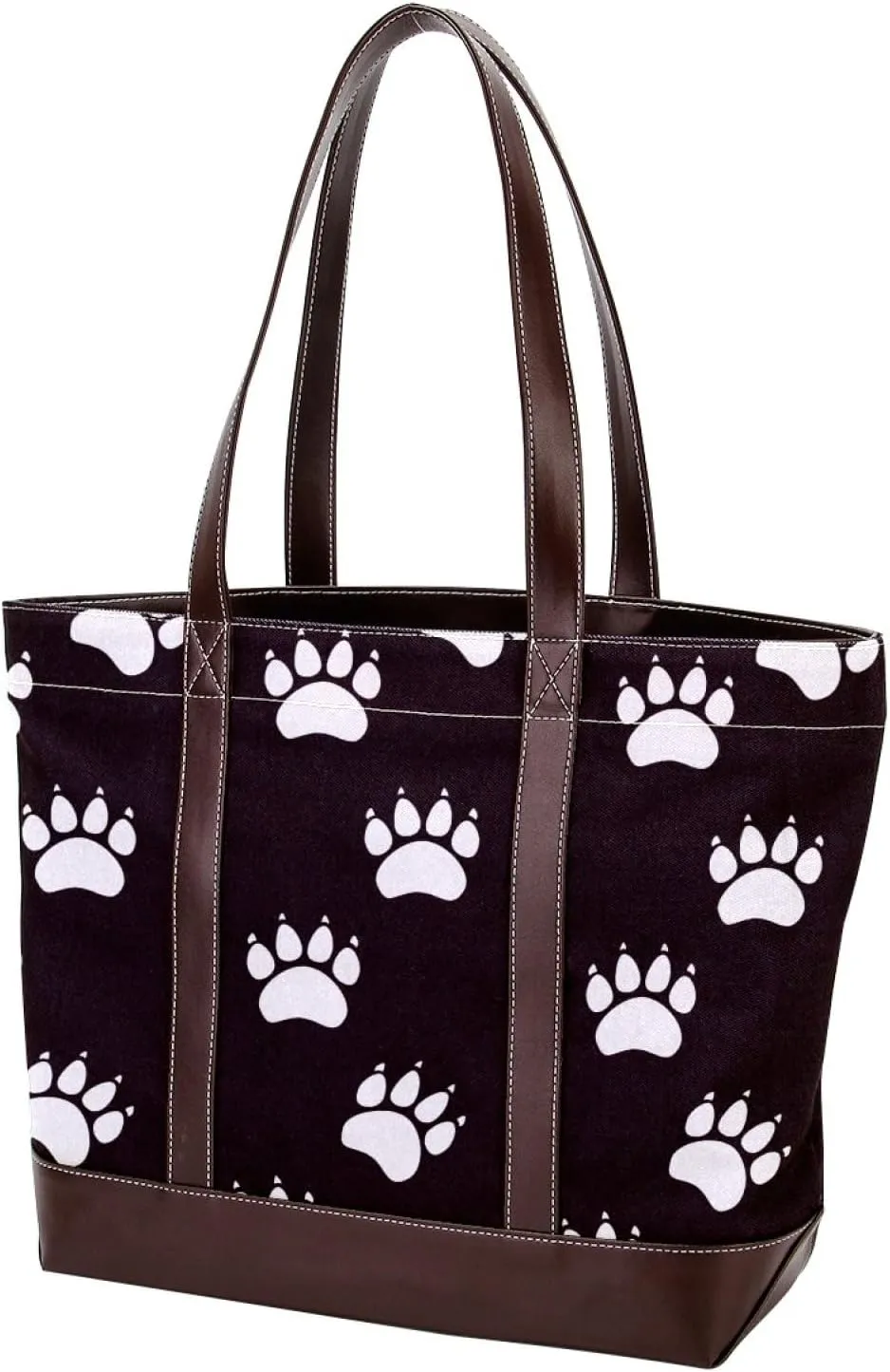 Dog Puppy Paw Fashion Leather Purse Bag for Women Top Handle Ladies Shoulder Bags with Pockets Zipper
