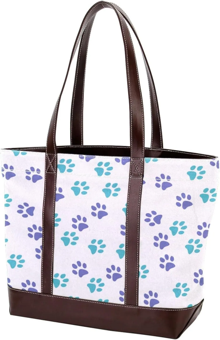 Dog Puppy Paw Fashion Leather Purse Bag for Women Top Handle Ladies Shoulder Bags with Pockets Zipper