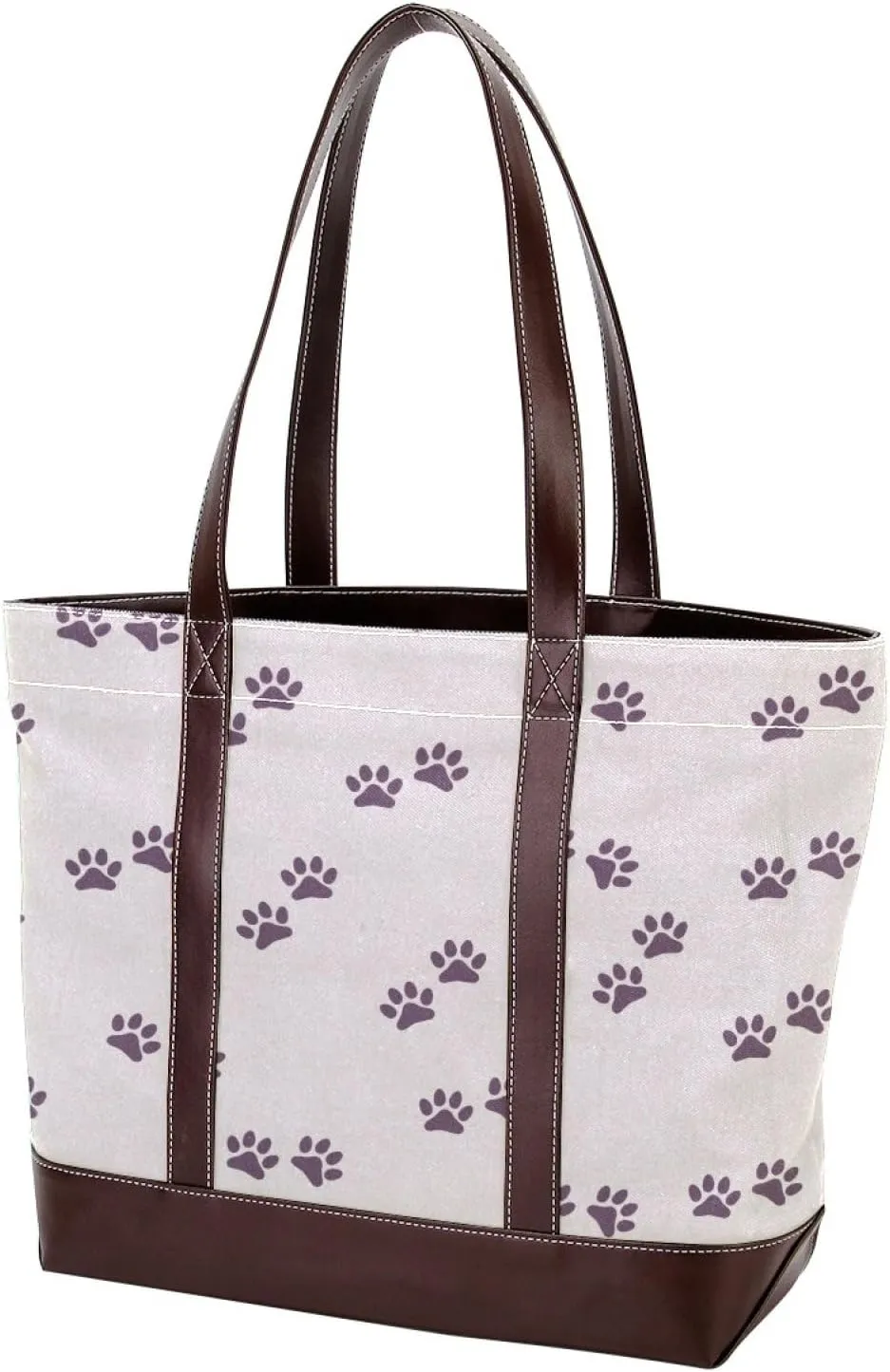 Dog Puppy Paw Fashion Leather Purse Bag for Women Top Handle Ladies Shoulder Bags with Pockets Zipper