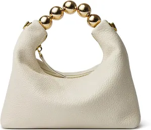 DORIS&JACKY Small Top Handle Clutch Bag Women Designer Goatskin Crossbody Purse With Pearl Handle And Detachable Metal Chain