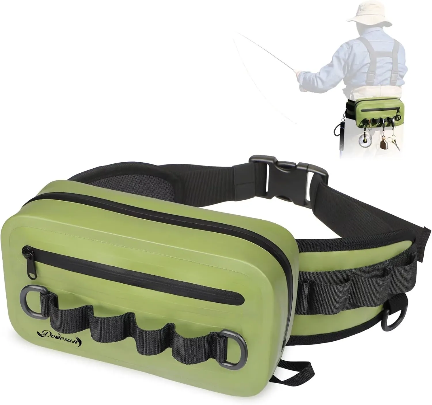 Dovesun Waterproof Fishing Fanny Pack for Men 3.3L Fly Fishing Bag Chest Pack with Airtight Zipper