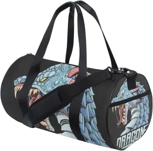 Dragon Beast Wild Angry Head Travel Duffle Bag Sports Luggage with Backpack Straps for Gym