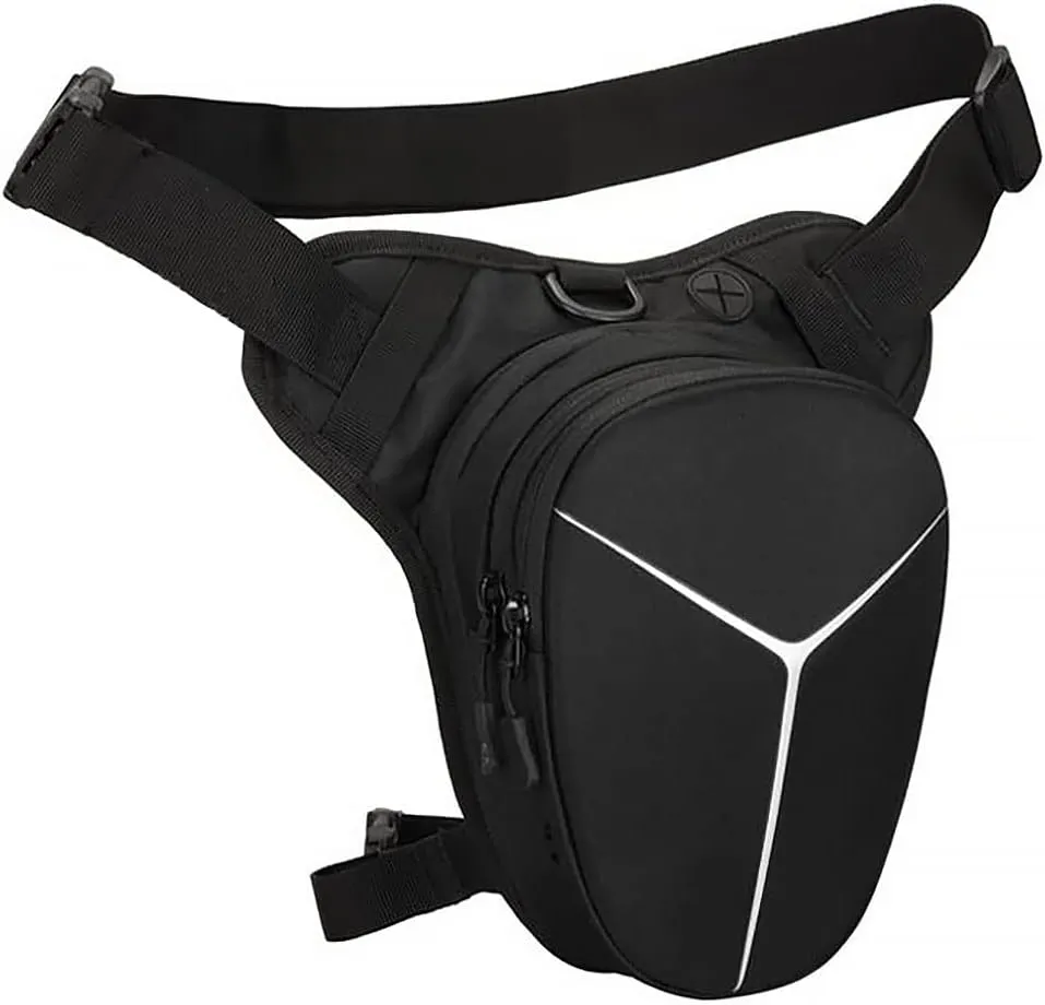 Drop Leg Bag Hard Shell Reflective Stripe Waist Pack Expandable Thigh Pack Hip Bag Crossbody Bag Outdoor Travel Sports Hiking Riding Thigh Pouch for Men Women (Black)