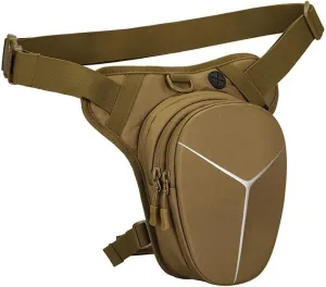Drop Leg Bag Hard Shell Reflective Stripe Waist Pack Expandable Thigh Pack Hip Bag Crossbody Bag Outdoor Travel Sports Hiking Riding Thigh Pouch for Men Women (khaki)