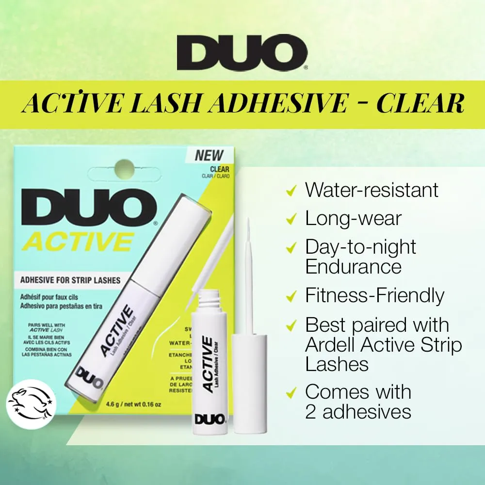 DUO Active Clear Lash Glue for Strip Lashes – Waterproof, Long Lasting Hold False Eyelash Glue, Lash Adhesive, 2-Pack