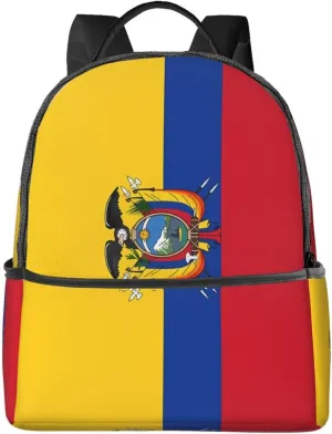 Ecuador Ecuadorian Flag Casual Backpacks Laptop Backpack Carry-on Daypack Sports Travel Rucksack Lightweight Working Bag for Outdoor Hiking Cycling Walking