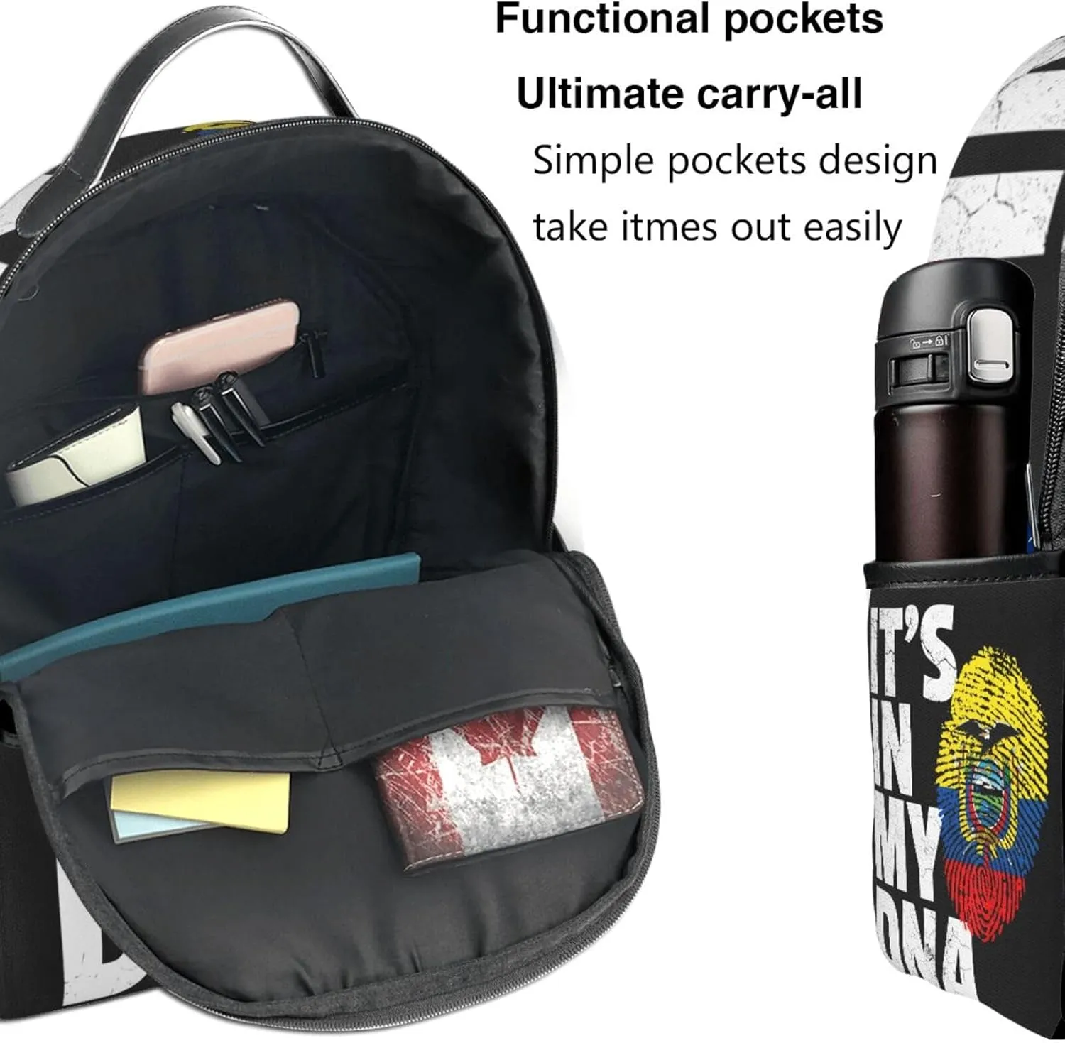 Ecuador Ecuadorian Pride Flag Casual Backpacks Laptop Backpack Carry-on Daypack Sports Travel Rucksack Lightweight Working Bag for Outdoor Hiking Cycling Walking