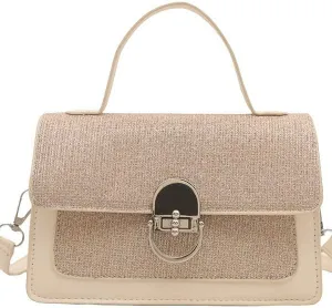 Elegant Textured Crossbody Handbag with Metal Clasp, Top Handle, Available in 5 Colors