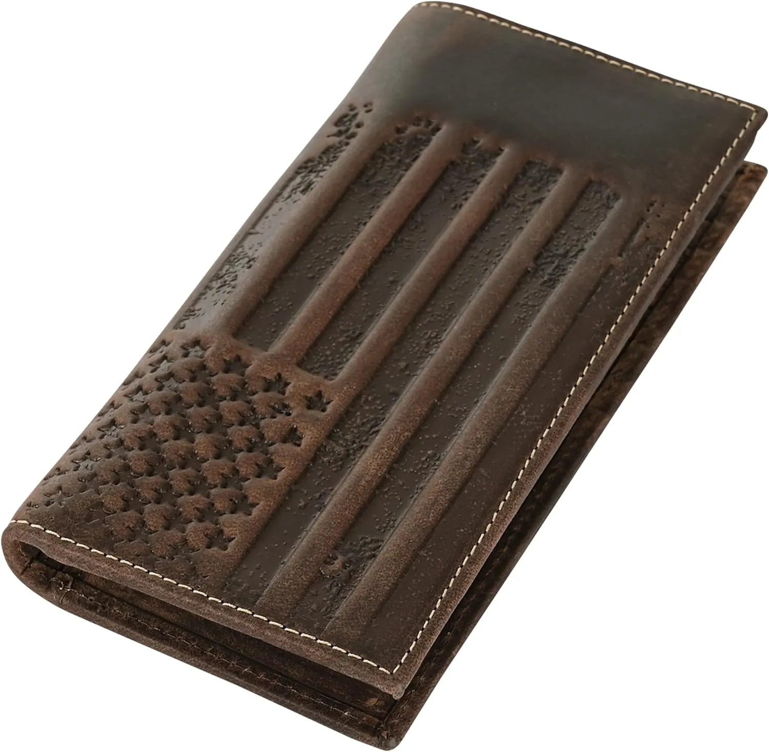 ELIZO Leather Long Wallet for Men Western Wallet Rodeo Mens Wallet Flat Bifold Wallets for Men Biker Billfold Wallet for Men Cowboy Wallet RFID Wallet for Men with Credit Card Holder