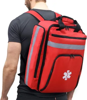 Emergency Medical Backpack,First Aid Bag Empty,First Responder Trauma Bag with Reflective,Large Capacity First Aid Medical Back Pack Bag(Bag Only) (Red)