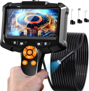 Endoscope Camera with Light, 1080P HD Borescope with 8 Adjustable Lights, 4.3" Endoscope with 16.4ft Semi-Rigid Snake Camera, IP67 Waterproof Borescopes-Father's Day Gift&Cool Gadgets for Men