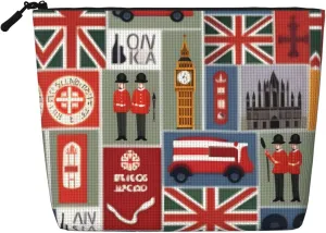 England Symbols print Cosmetic Bag, Makeup Bag Organizer with Zipper Cute Make Up Pouches Travel Szie Toiletry Bag