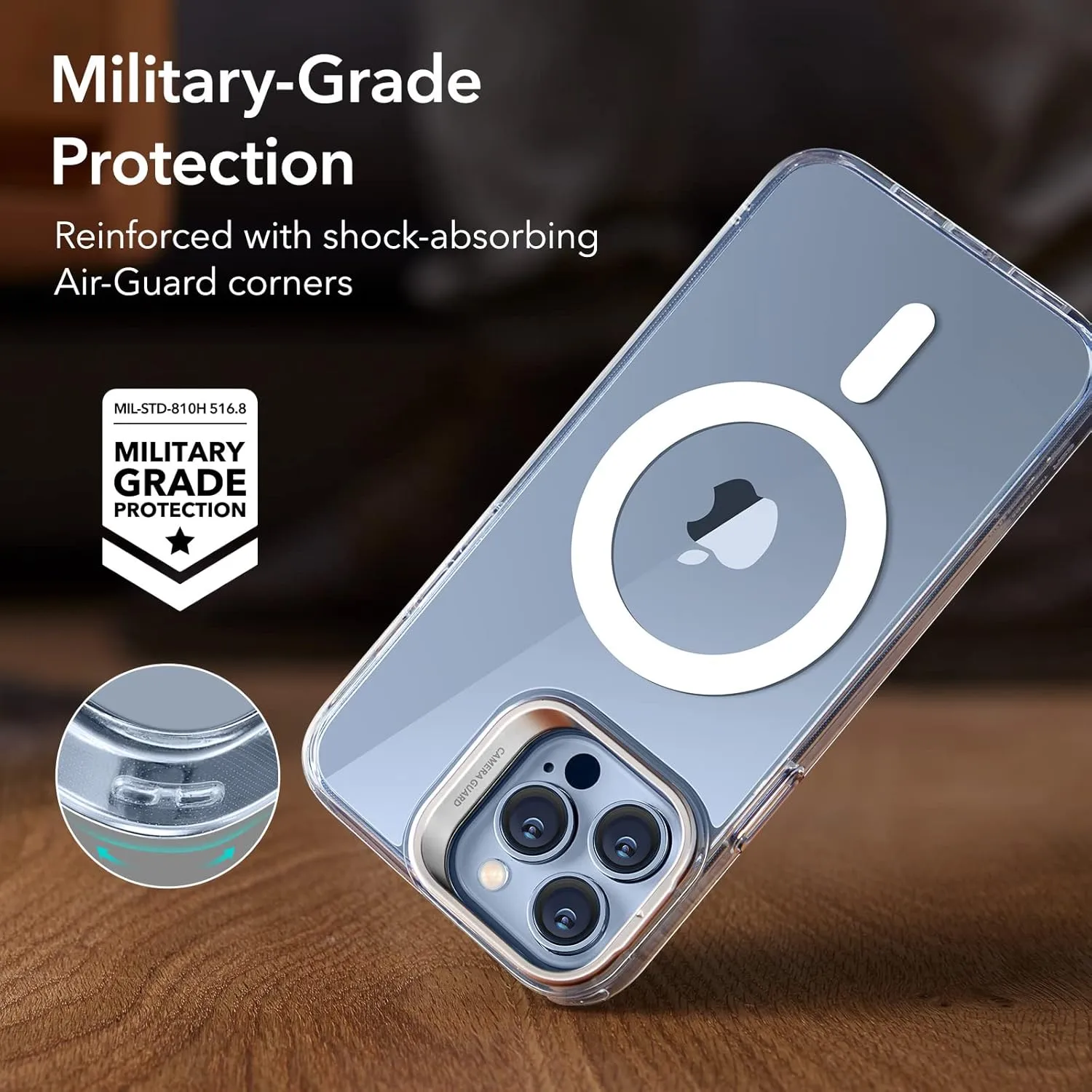 ESR for iPhone 13 Pro Case, Compatible with MagSafe, Shockproof Military-Grade Protection, Built-in Camera Ring Stand, Magnetic Phone Case for iPhone 13 Pro, Classic Series (HaloLock), Clear