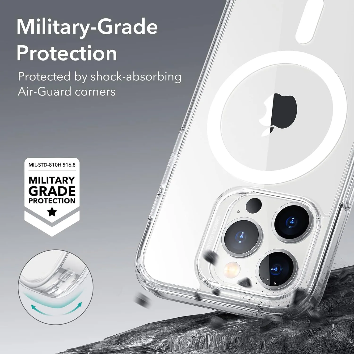 ESR for iPhone 14 Pro Max Case, Compatible with MagSafe, Shockproof Military-Grade Protection, Yellowing Resistant, Magnetic Classic Hybrid Case (HaloLock), Clear
