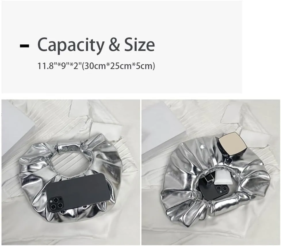 Evening Clutch for Women Pleated Bag PU Leather Purse Top Handle Handbag Elegant for Party Prom Wedding
