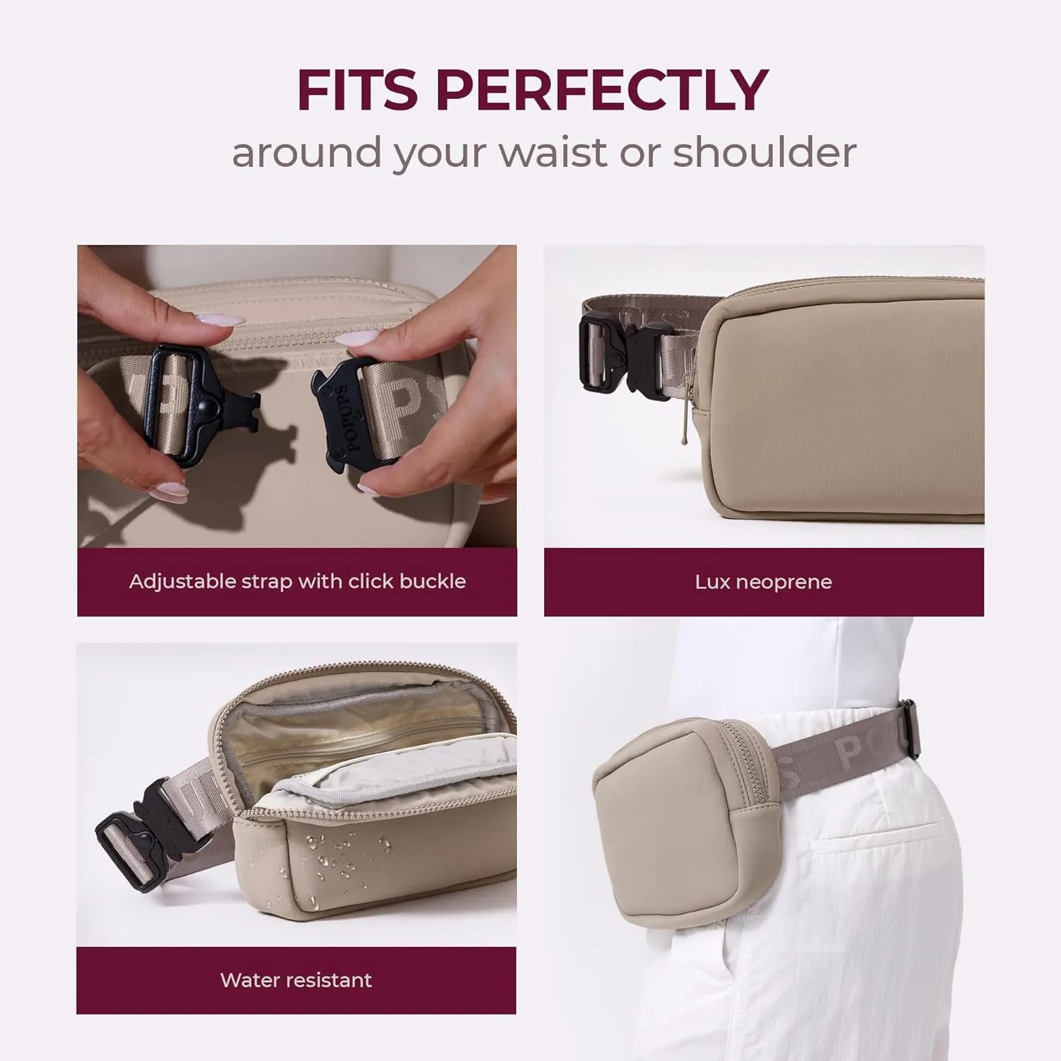 Everyday Fanny Pack Safari - Versatile Crossbody Belt Bags, Water-Resistant Neoprene Sling Bags, Fashion Waist Packs for Travel and Daily Use