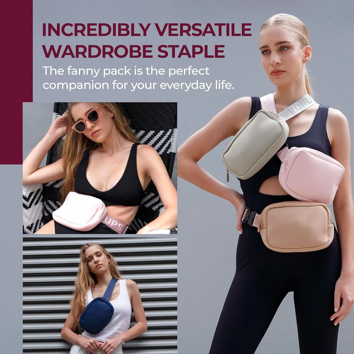 Everyday Fanny Pack Safari - Versatile Crossbody Belt Bags, Water-Resistant Neoprene Sling Bags, Fashion Waist Packs for Travel and Daily Use