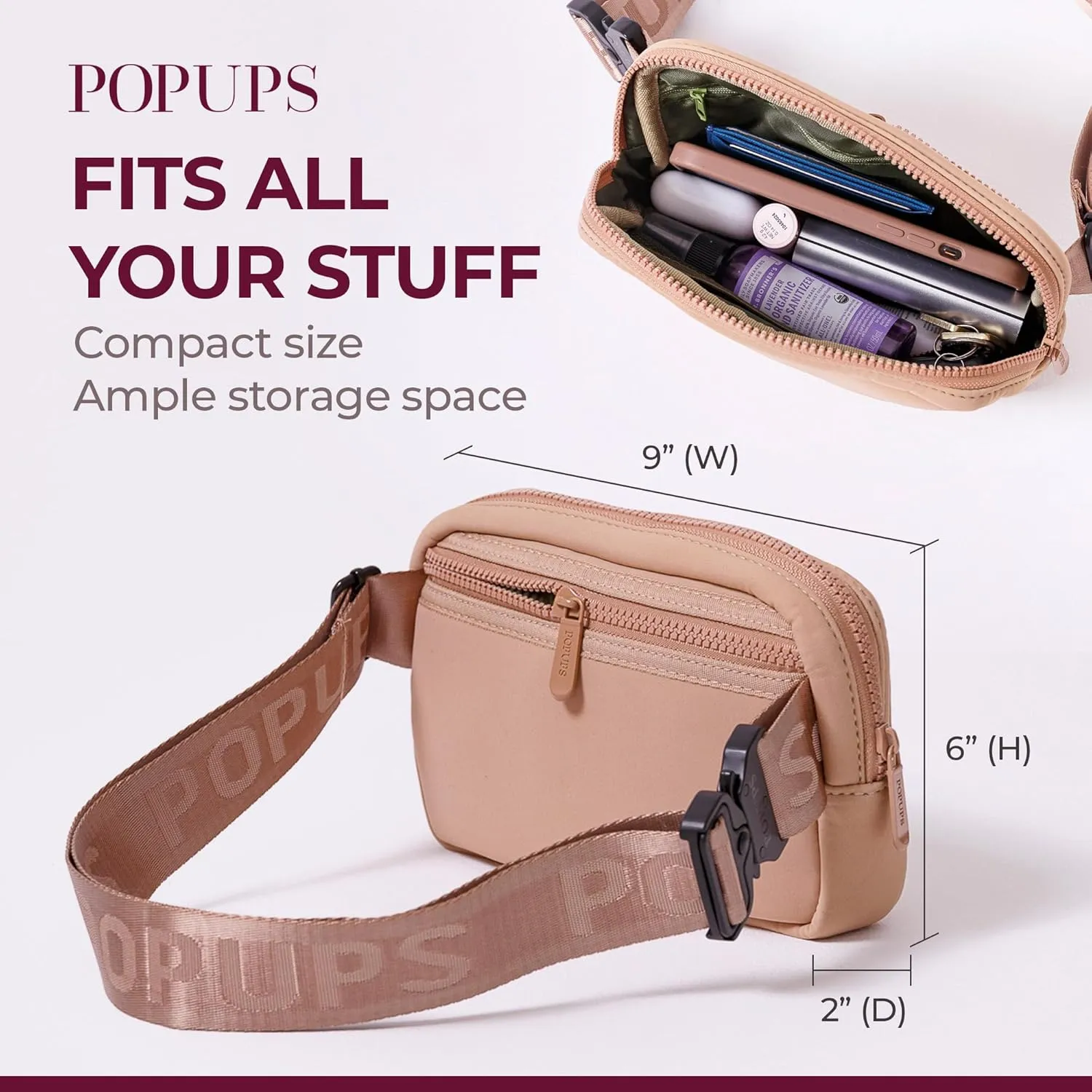 Everyday Fanny Pack Safari - Versatile Crossbody Belt Bags, Water-Resistant Neoprene Sling Bags, Fashion Waist Packs for Travel and Daily Use